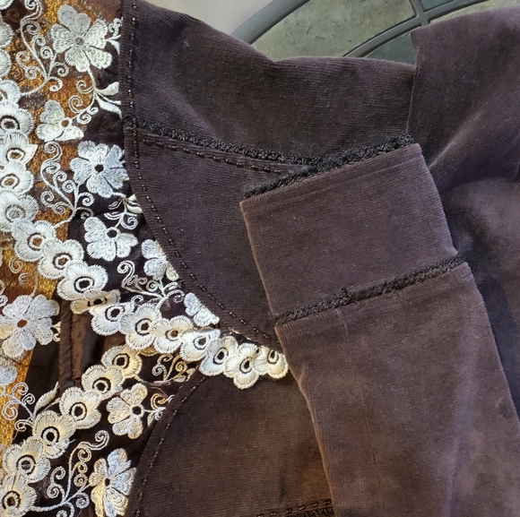 Lace and corduroy fitted  jacket - Picture 2 of 6